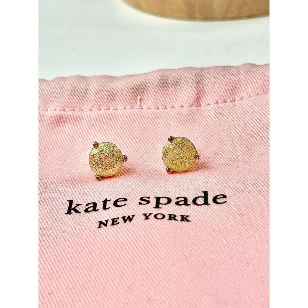 Elegant Kate Spade New York Gold Glitter Stud Earrings - Classic & Timeless